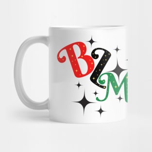 typography, outlined letters with bright star details, BLM movement Mug